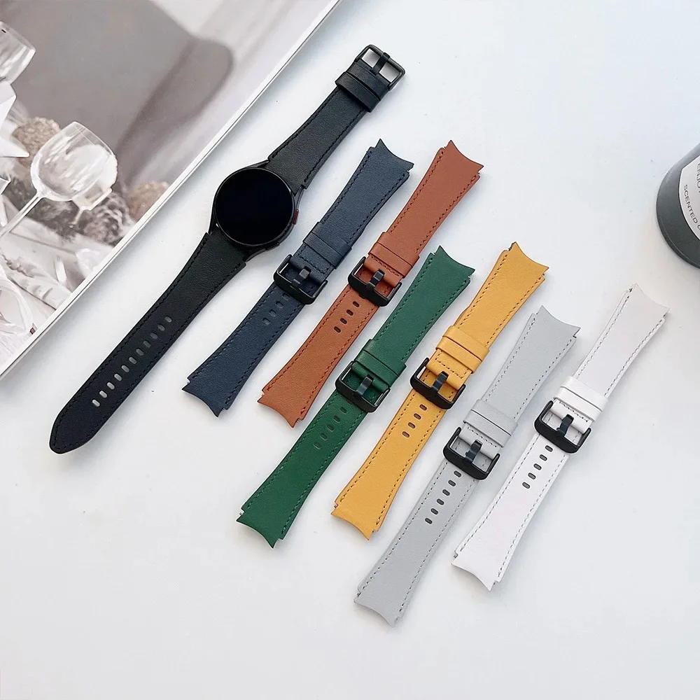 

Leather Strap for Samsung Galaxy Watch 6 Classic 47mm 43mm/5 Pro 45mm Wristband for Galaxy Watch 6 5 4 44mm 40mm/4 Classic Strap