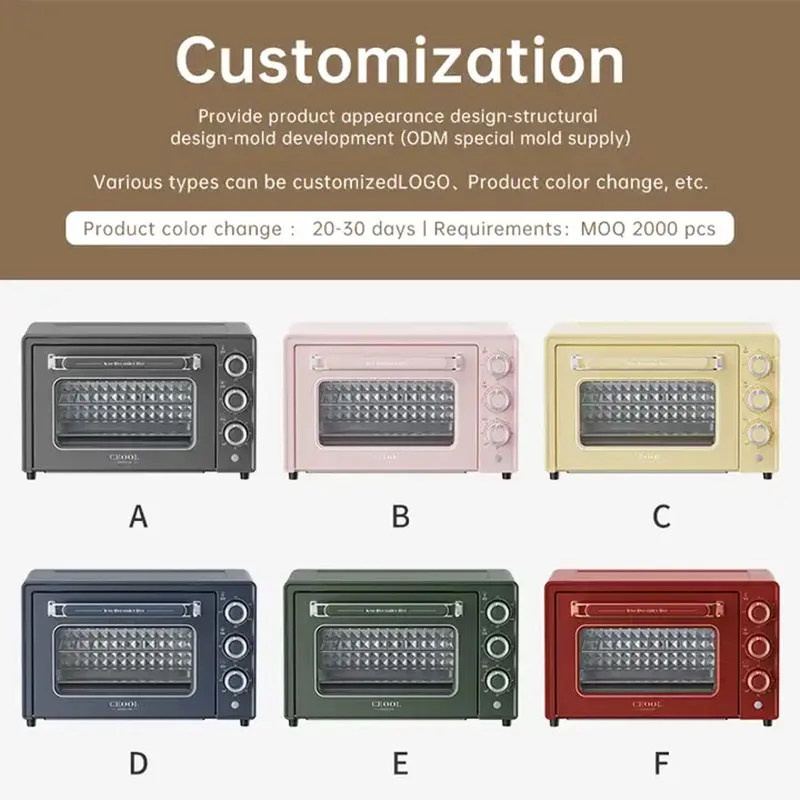 Professional Custom Color Electric Oven With Timer 22L Smart Home Baking Electric Toaster Oven 5