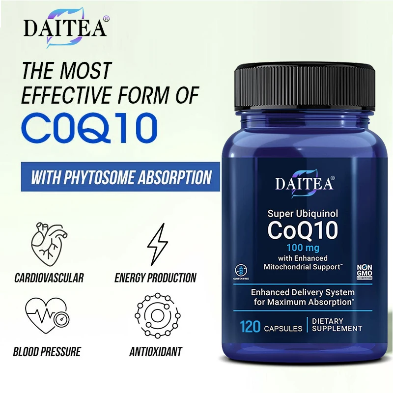 Super Ubiquinol CoQ10 Mitochondrial-Heart Healthy & Anti-Aging Cardiovascular & Energy Supplement-Gluten Free Non-GMO coq10 capsules