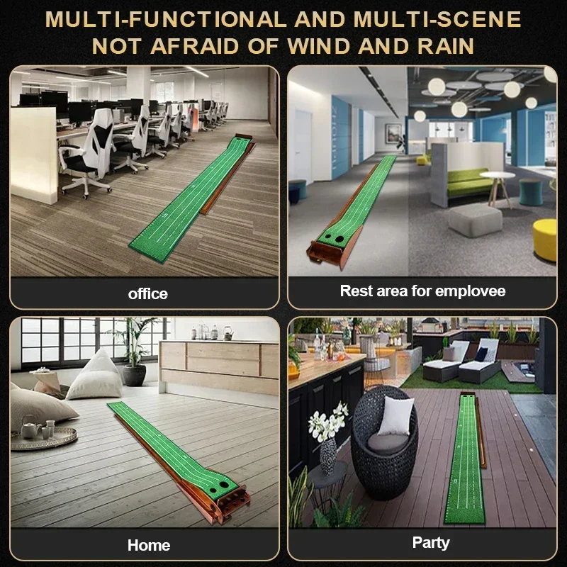 Golf Putting Set Putting Green Indoor Newly Office Golf Practice Mat With Automatic Ball Return Track For Mini Games