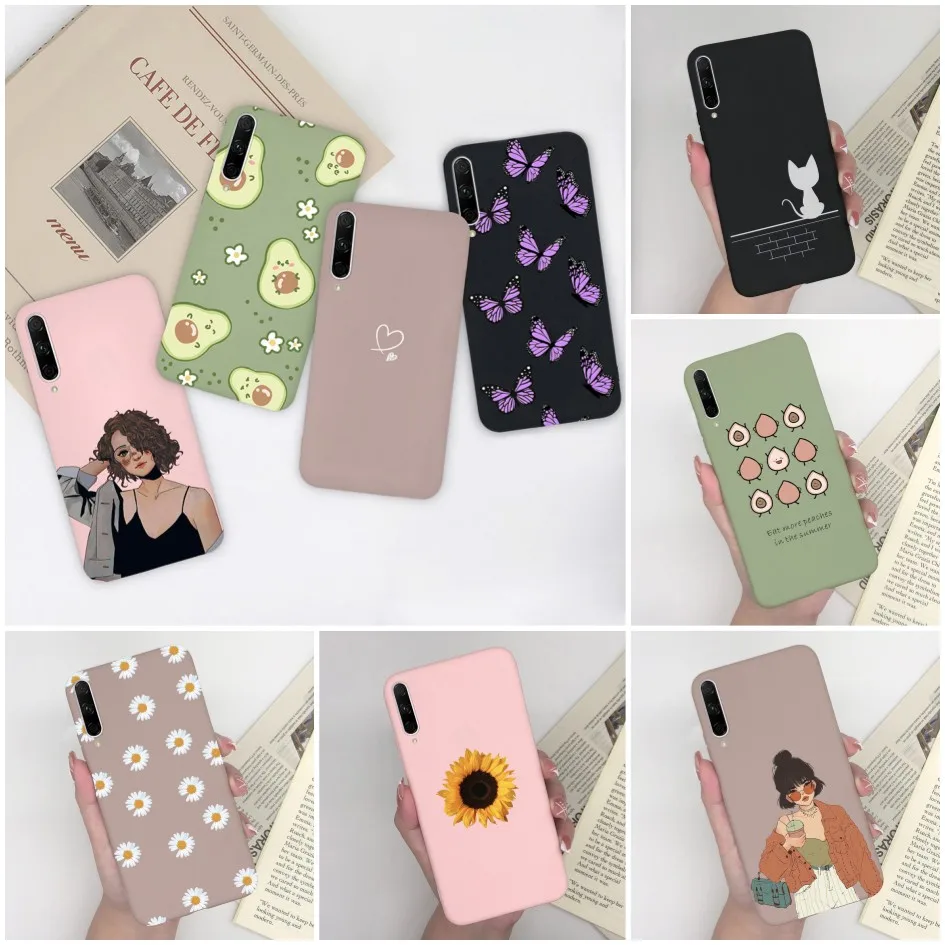 Fashionable Matte Silicone Phone Case - Cute Girl with Flower & Butterfly Design - 6.59