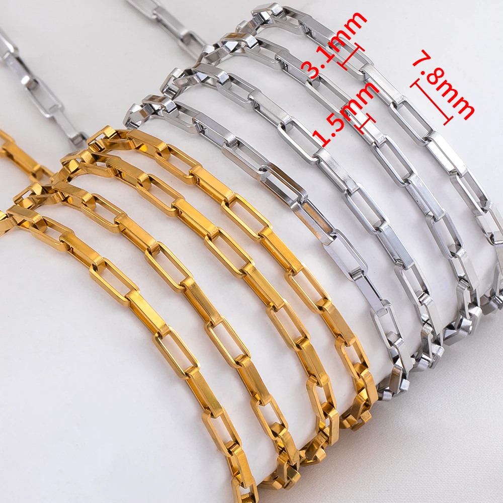 1M Edelstahl Trend Hohl Rechteck Box Kette für Halskette Armband für DIY Männer Schmuck Machen Erkenntnisse Tasche Kette liefert – Detail 3