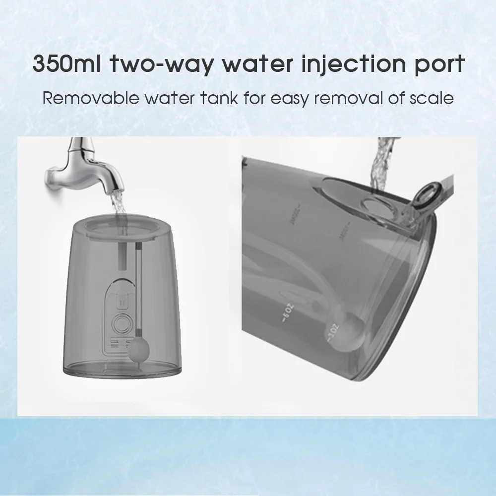 OLED Screen Inductive 5 Mode Rechargeable Water Floss For False Dental Teeth Cleaner Jet Electric Oral Irrigator 350ml Tank