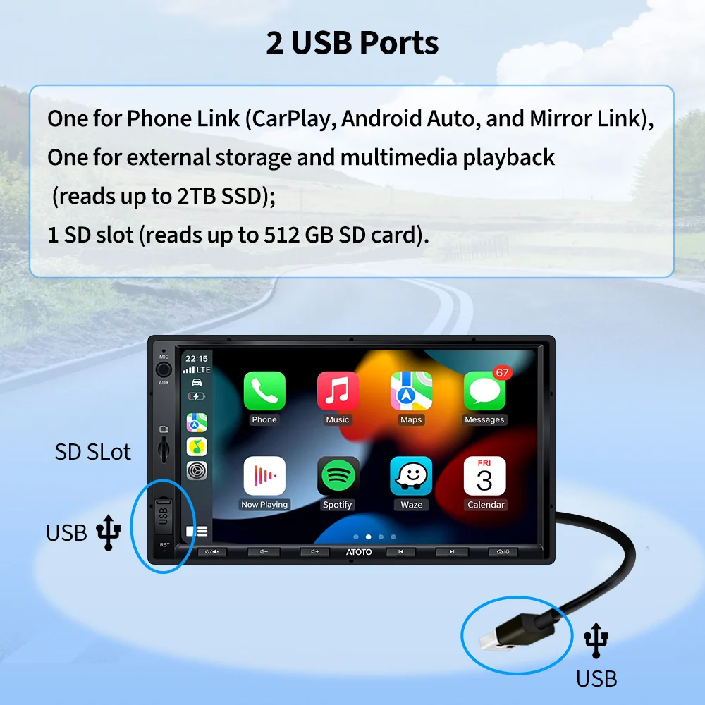 ATOTO F7 XE 7 Cal Radio samochodowe 2 DIN bezprzewodowy CarPlay Android  Auto Bluetooth uniwersalny ekran dotykowy Stereo samochodowy SiriusXM DAB -  AliExpress