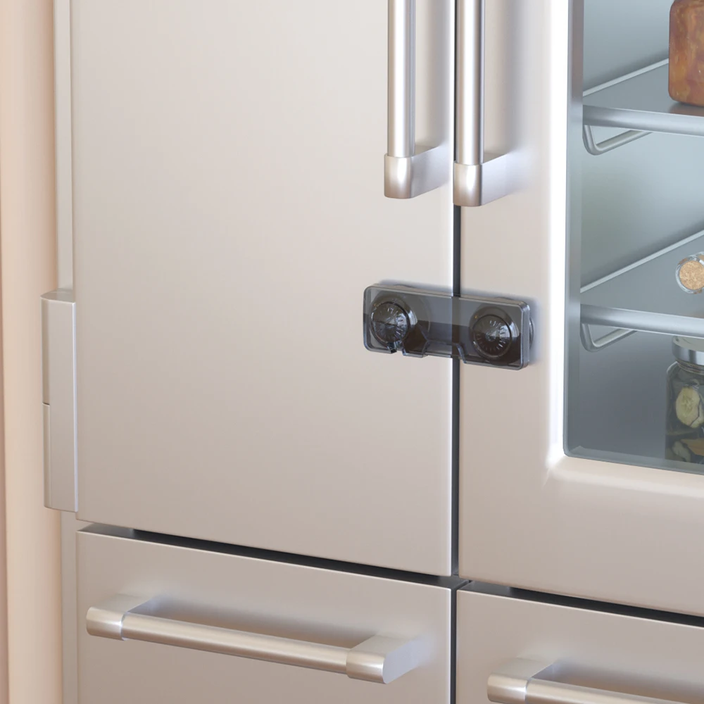 Baby Safety French Transparent Fridge Lock Childproof Double Door Refrigerator Freezer Lock Cupboard Lock 2 Pack SAFELON