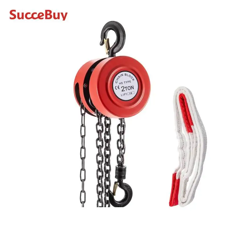 SucceBuy Chain Hoist Chain Block 1/2/3Ton 2200/4400/6600 LBS Capacity 8/15 Feet Lifting Height Steel Construction manual chain hoist