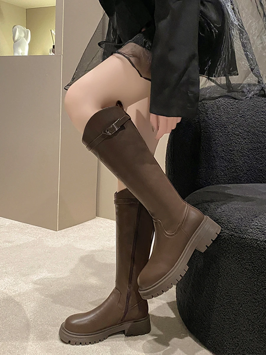 

Boots Flat Platform Round Toe Women's Rubber Shoes Rain Winter Footwear Boots-Women Sexy Thigh High Heels High Sexy Zipper Clogs