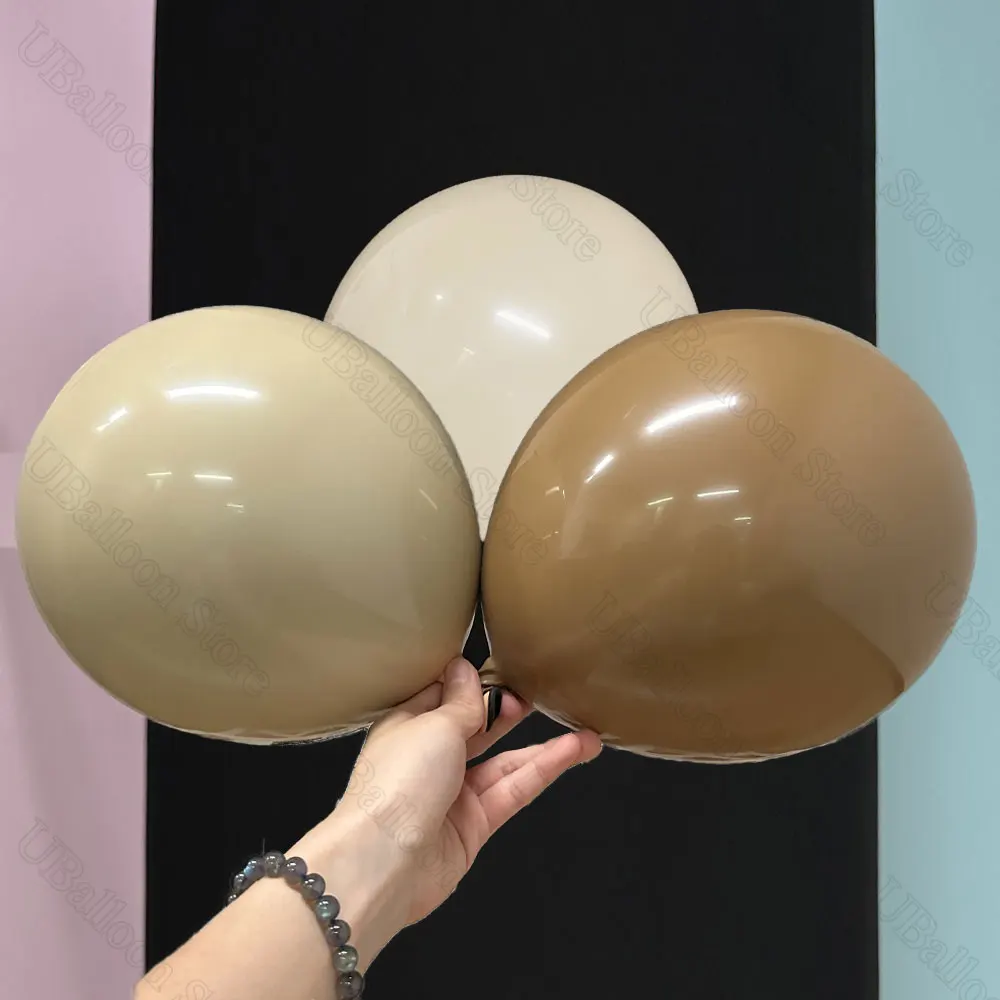 Doppelt gefüllte Aprikosen-Luftballons, 5/18 Zoll, doppellagig, Boho, braun, cremefarben, Pfirsich-Karamell-Luftballons für Geburtstags-Babyparty-Dekoration
