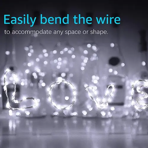 구리 와이어 LED 요정 조명 미니 가랜드, 1m 2m CR2032, 배터리 스트링 조명, 크리스마스 트리, 새해 웨딩 파티 선물 장식 3