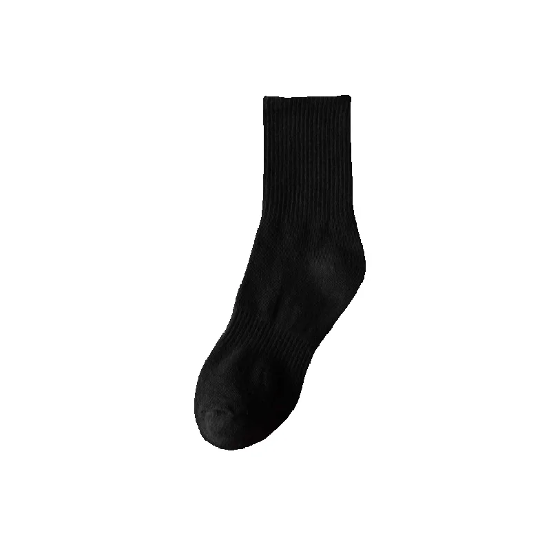 Chaussettes de sport longues et mi-mollet en pur coton pour homme et femme, collection automne-hiver 2025e, couleur unie, noir, blanc, gris, bateau_voghion.com