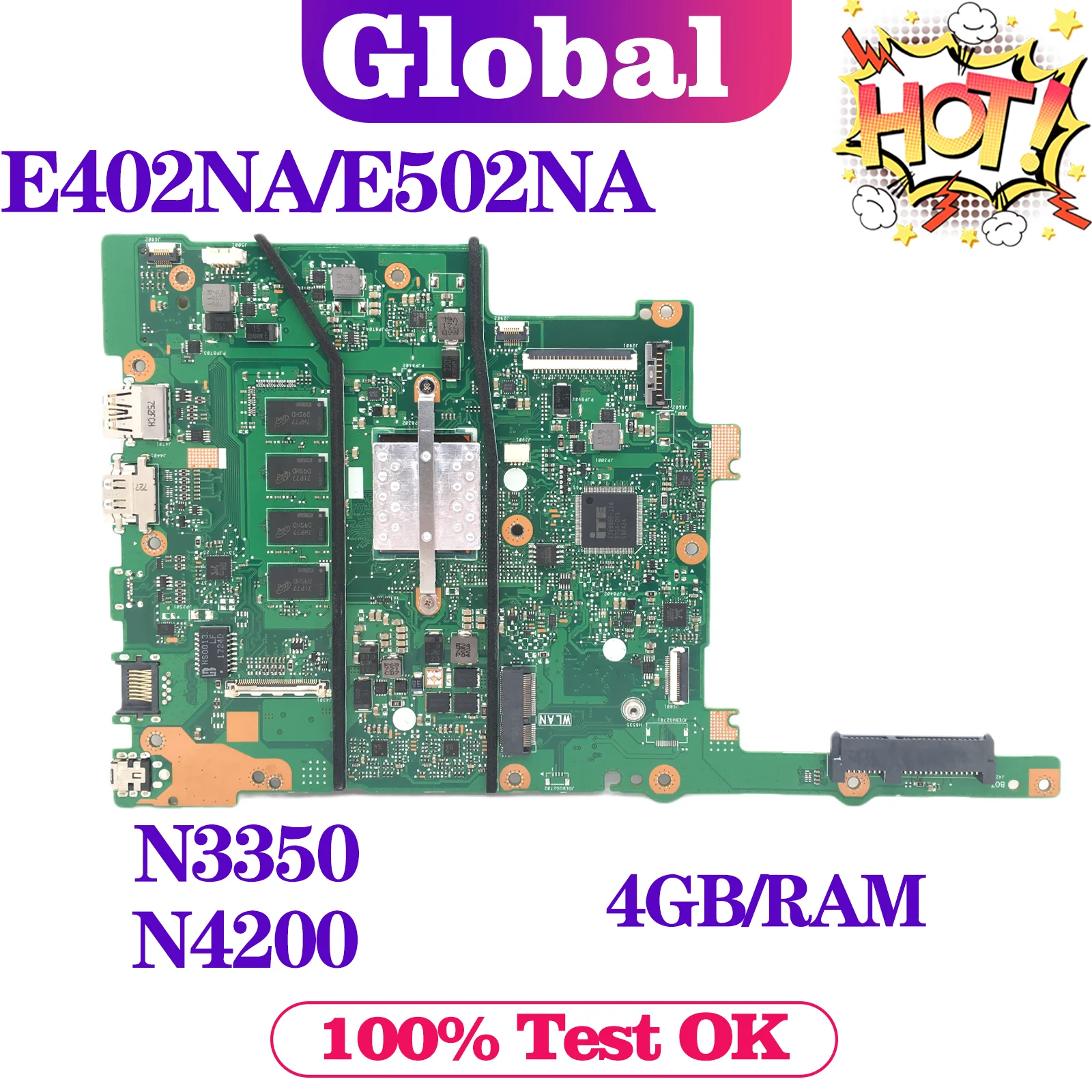 KEFU E402NA E502NA Carte Mère Pour ASUS F402NA L402NA X402NA E402N E502N R417N R416N Ordinateur Portable Carte Mère N3350 N4200 2GB/4 GO/RAM