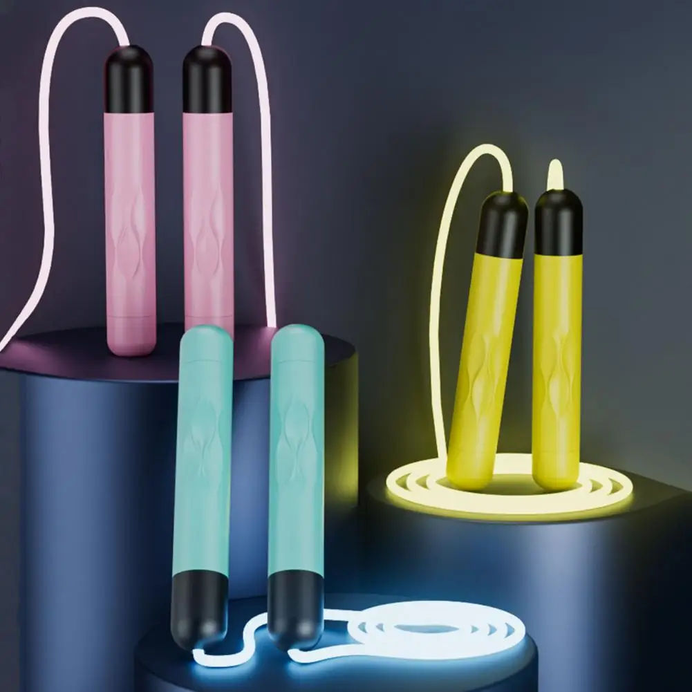 Glowing Jump Rope Adjustable Non-slip Handle Battery-operated with Light TPU LED Light Up Luminous Skipping