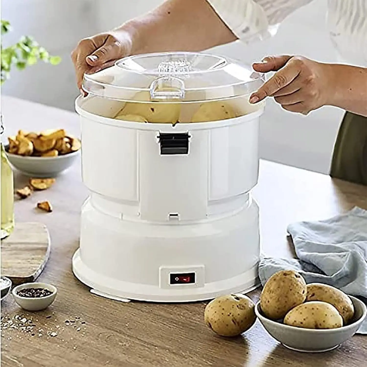 Automatic Rotating Fruit and Vegetable Peeler Electric Potato Peeler Vegetable Dehydrator Suitable for Home Kitchen Restaurant 2
