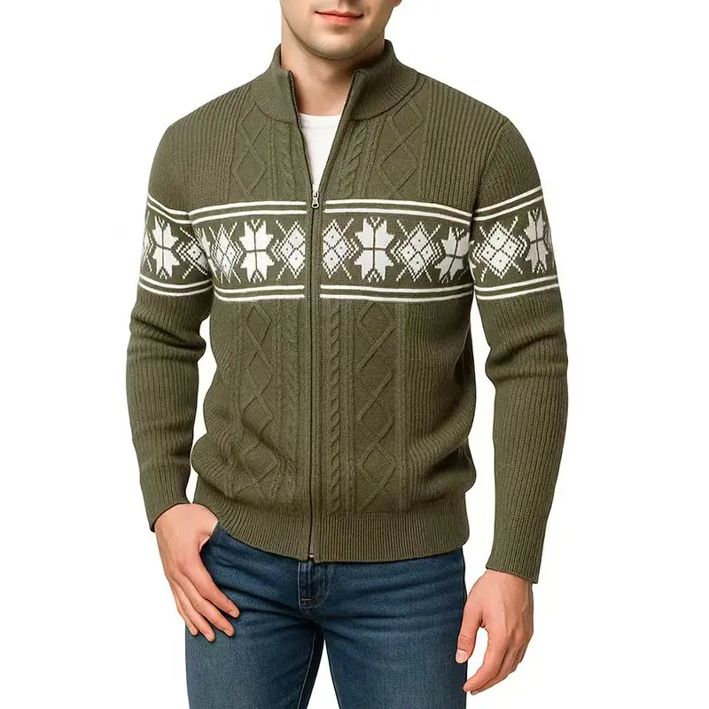Animal Game Mens Full Zip Long Cardigan Sweater Warm Cold Blouse Luxury Outerwear Thick Knitted Zipper Sweaters Jacket Knitwear