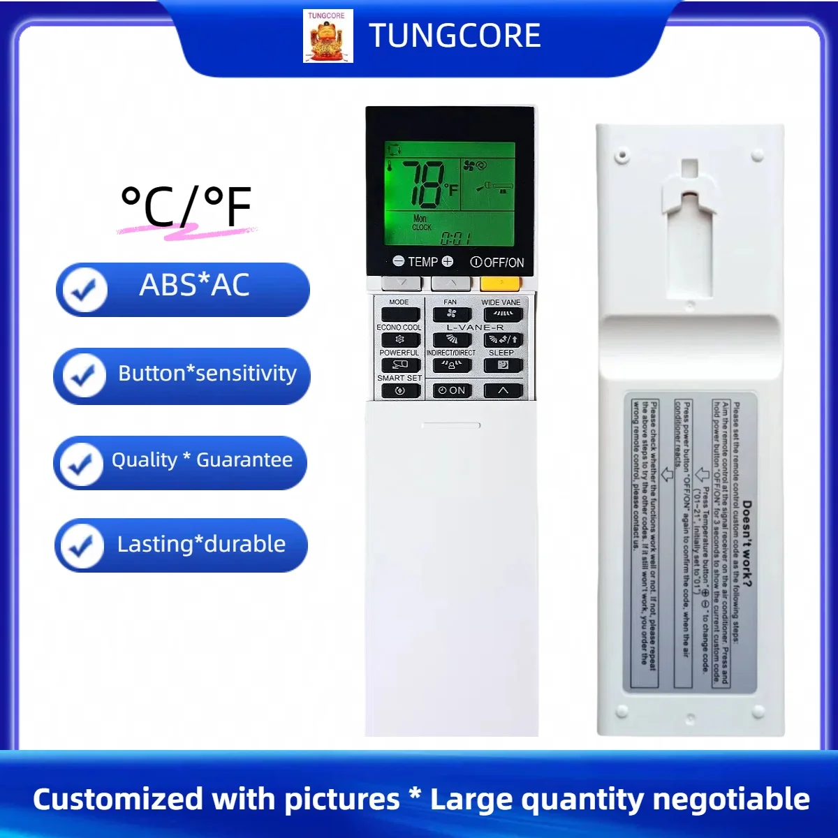 Telecomando Di Ricambio Per Condizionatore Mitsubishi Electric Mr. Slim (Modelli MSZ-FH) – Solo Display Fahrenheit - 5