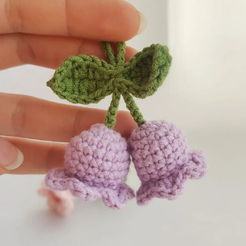 5pcs/Handmade Knitted Keychain Keyring For Women Girl Crocheted Wind Chimes Flower Bag Pendants Car Key Ring Handbag Charms Gift