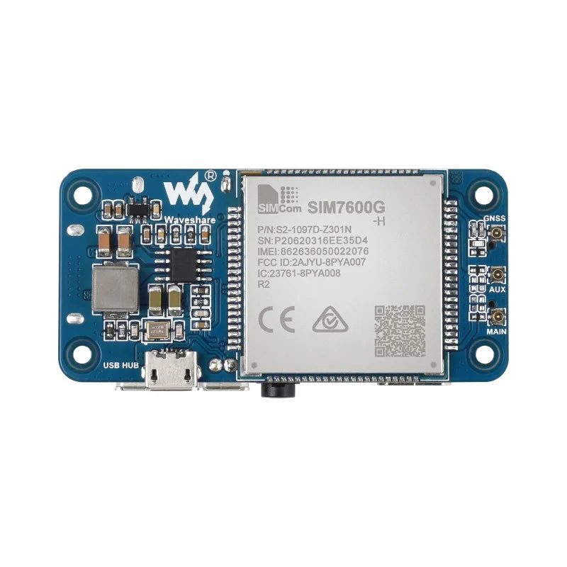   SIM7600G-H 4G HAT (B), LTE Cat-4 4G, 3G, 2G , GNSS Ŵ, ۷ι 