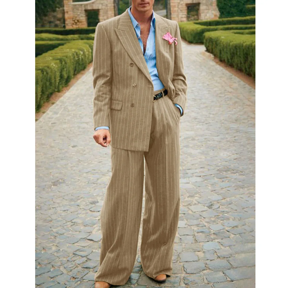 Men's Striped Suit Two Piece Elegant Fashion Suit Casual Fashion Work Wear Party Dresses Men's Halloween Costume Mens Clothing 4