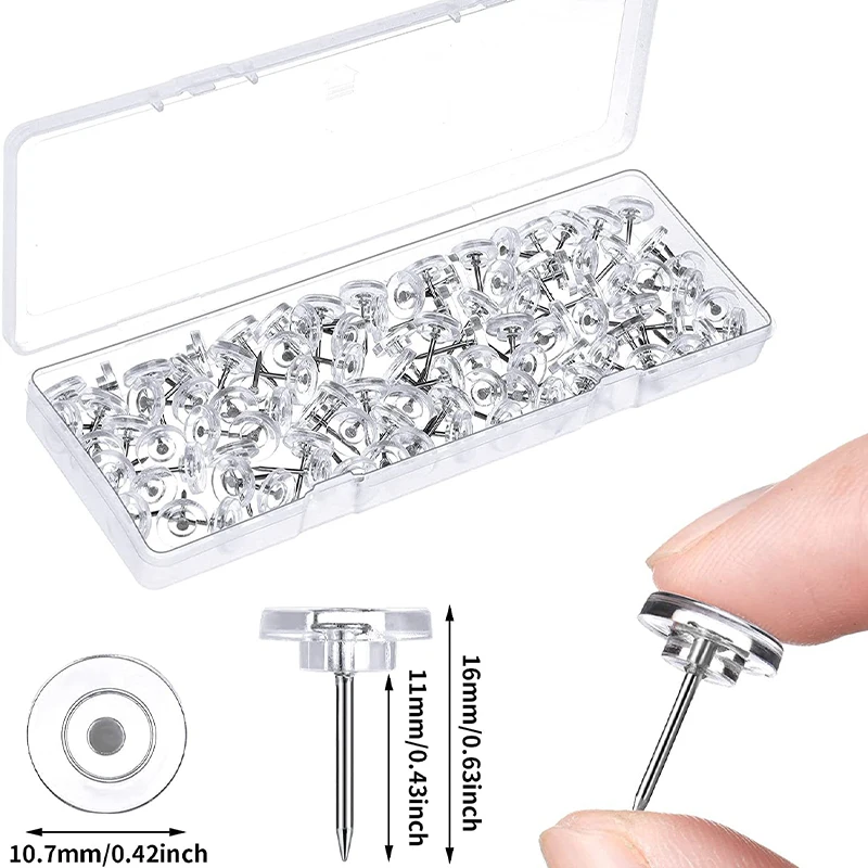 Transparent Push Pins Round Head Nail Thumb Tacks 100pcs Clear Stick Pins Push Painting Photo Wall Stud Office School Suppl push pins