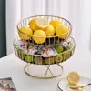 Modern Single Tier Metal Iron Wire Fruit Basket Stylish Sturdy Round Fruit-Bowl Large Capacity Fruit Tray Bread 2