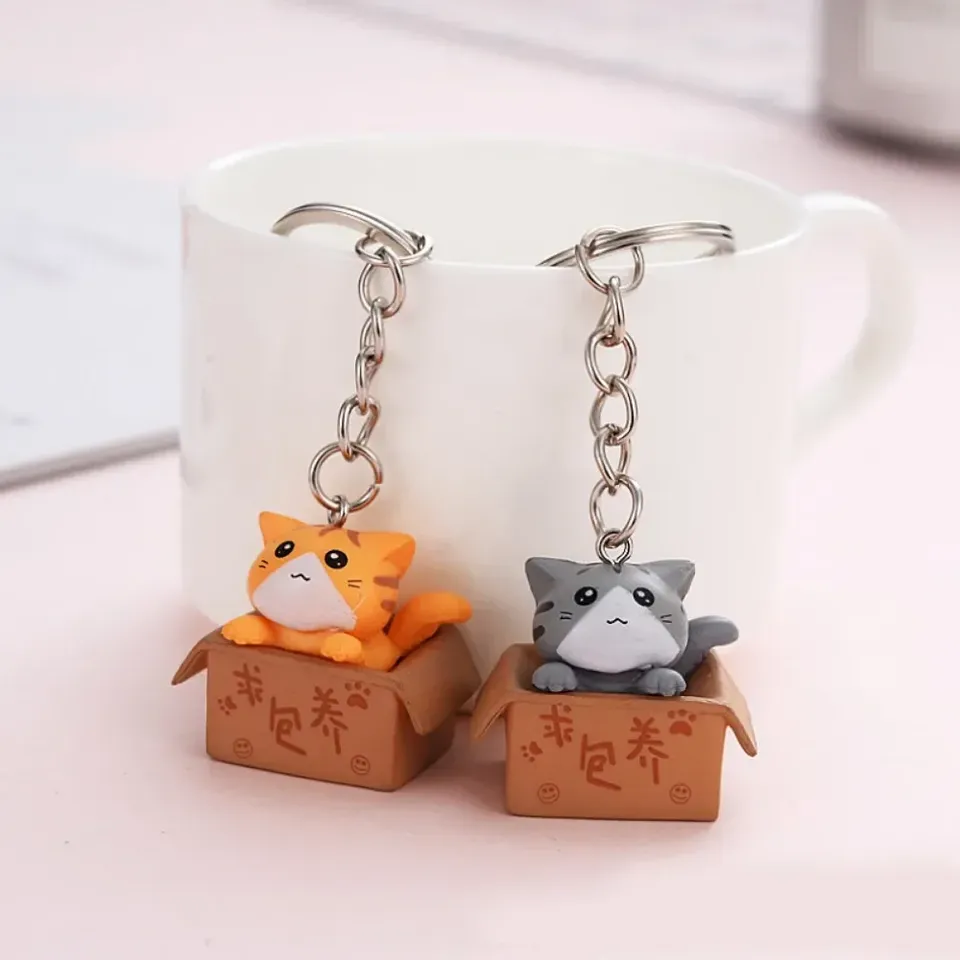 Lovely Cartoon Cat Keychains Lucky Fortune Carton Kitten Toy Keyring Pet Pendant Backpack Accessories For Women Men Couple Gift