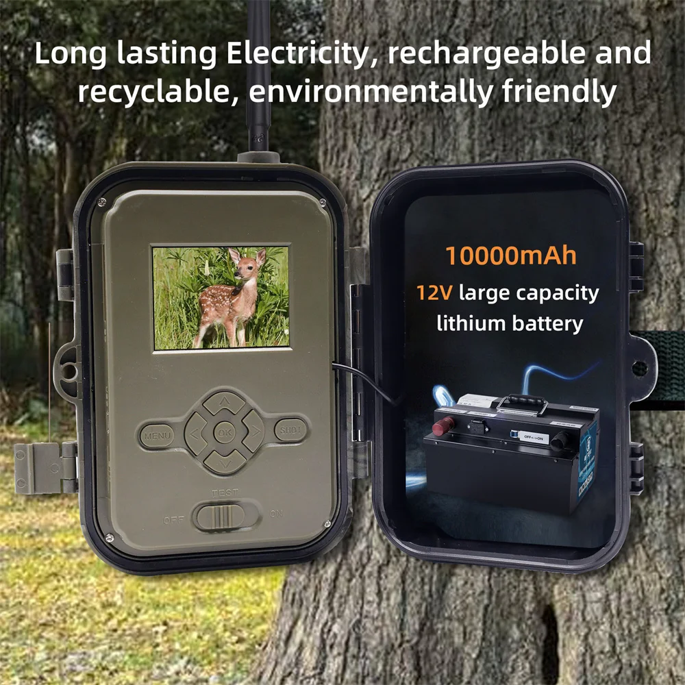 Outdoor 50MP 4K Trail Hunting Camera With 10000Mah Lithium Battery Night Vision Photo Traps Wild Surveillance Trap Game Cam