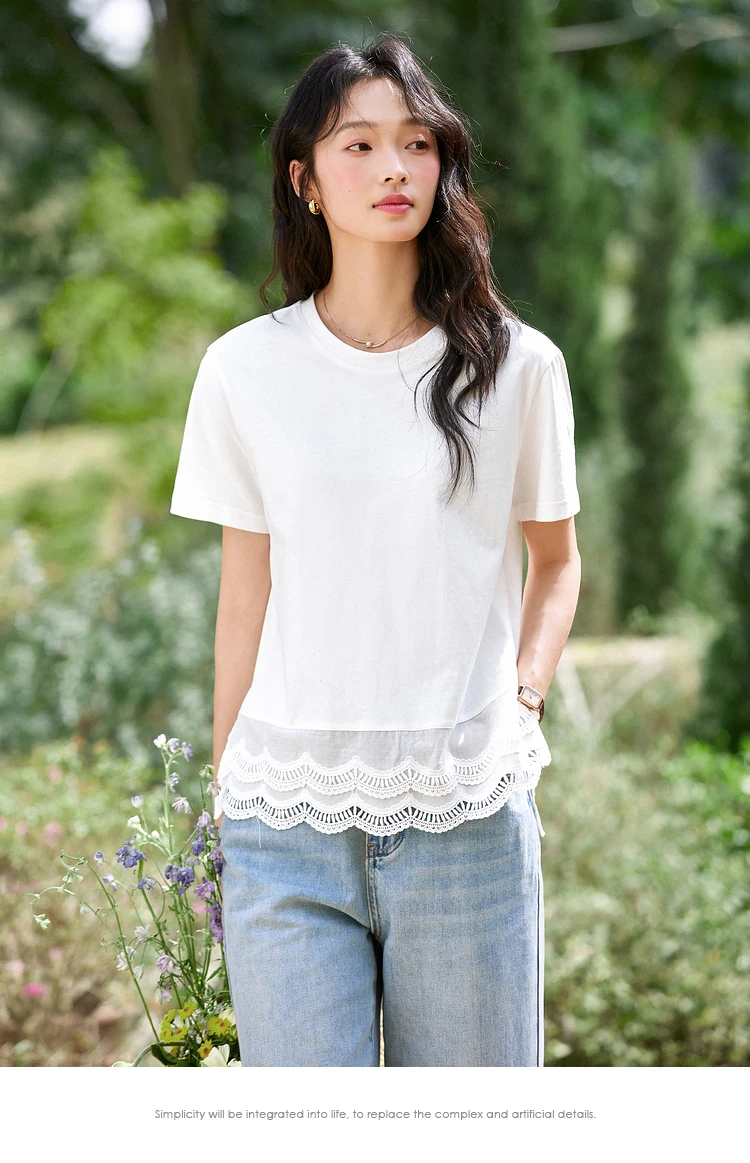 VIMLY Women White Tops Summer 2025 100% Cotton Short