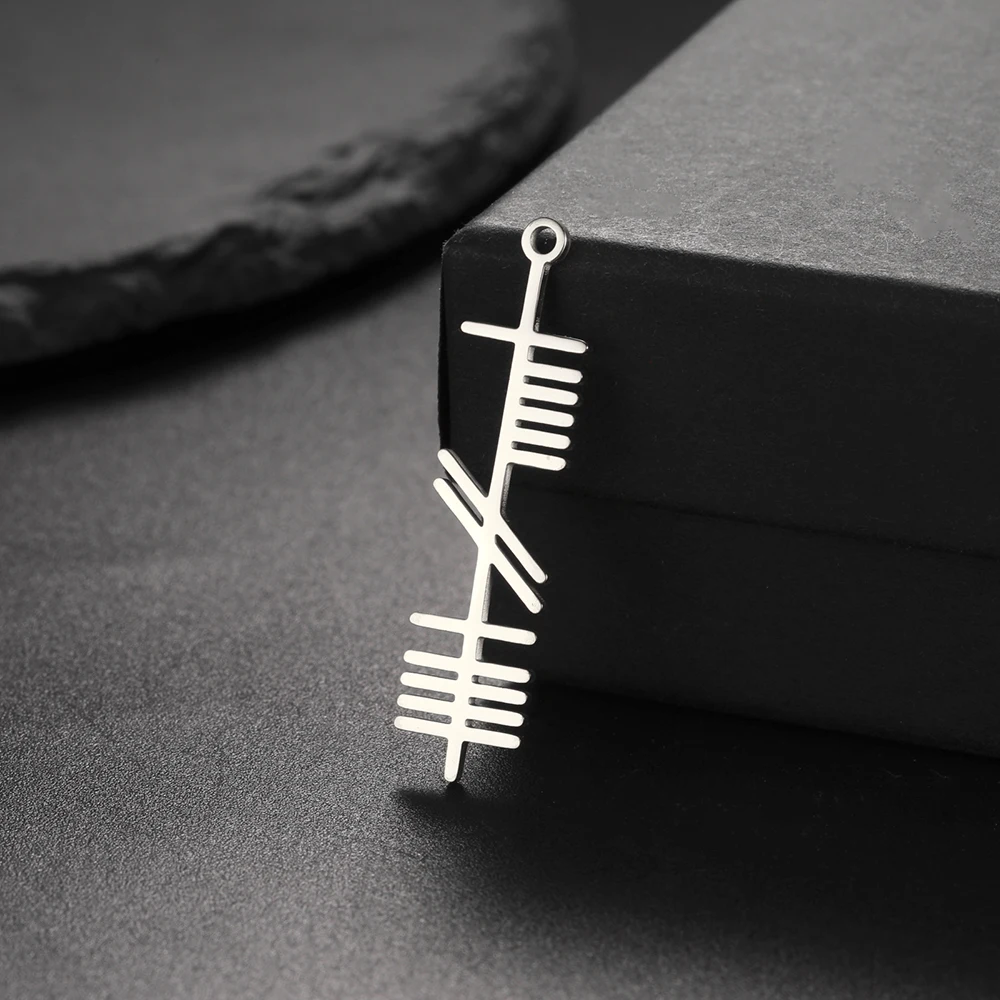 Dawapara Antiker Irischer Ogham-Anhänger für Schmuckherstellung Baum-Alphabet Nordische Accessoires Edelstahl – Detail 14