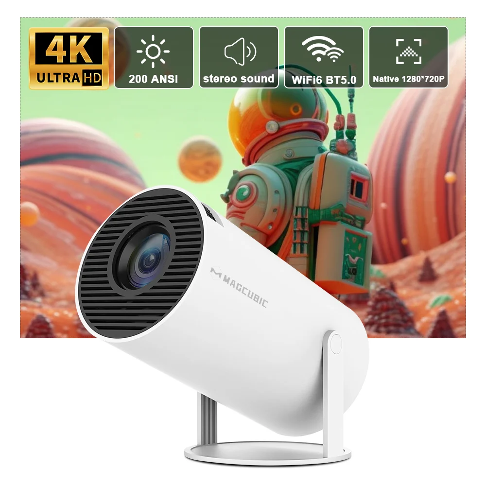 Magcubic Android 11 4K Projector WiFi6 HY300 Allwinner h713 200ANSI BT5.0 1280*720P Dual wifi Home Theater Outdoor portable,portable projector