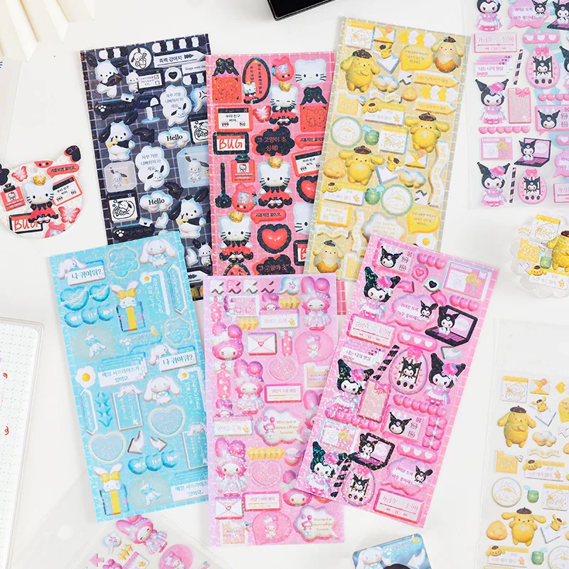 

Sanrio Kawaii Stickers Hello Kitty Melody Kuromi Cinnamoroll DIY Scrapbooking Supplies Phone Diary Decoration Toys Kids Gifts
