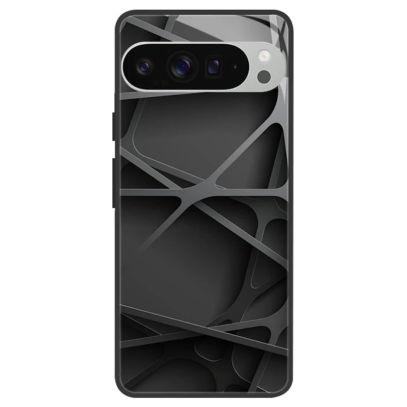 Silicone Bumper Hard Shell Phone Case with Tempered Glass Back Cover