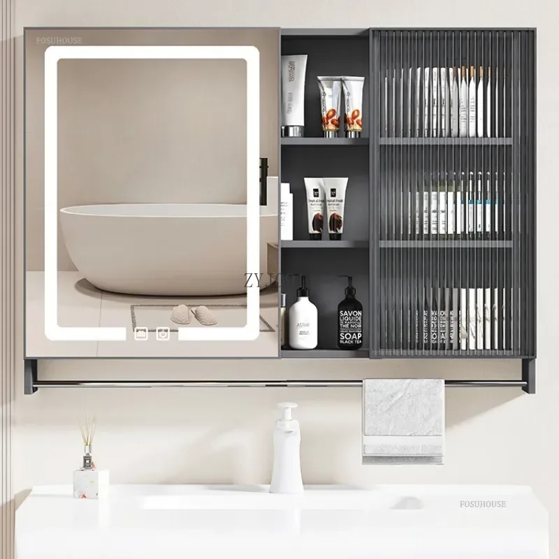 Modern Aluminum Alloy Bathroom Smart Mirror Cabinets Separate Wall-mounted Bathroom Integrated Organizer Storage Cabinet E