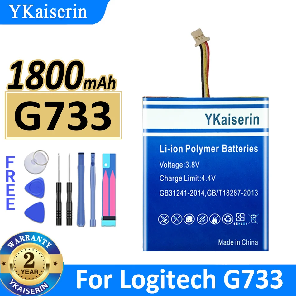 Batteria Ykaiserin Da 1800Mah Per Logitech G733 Lightspeed 3 Wire Plug Bateria