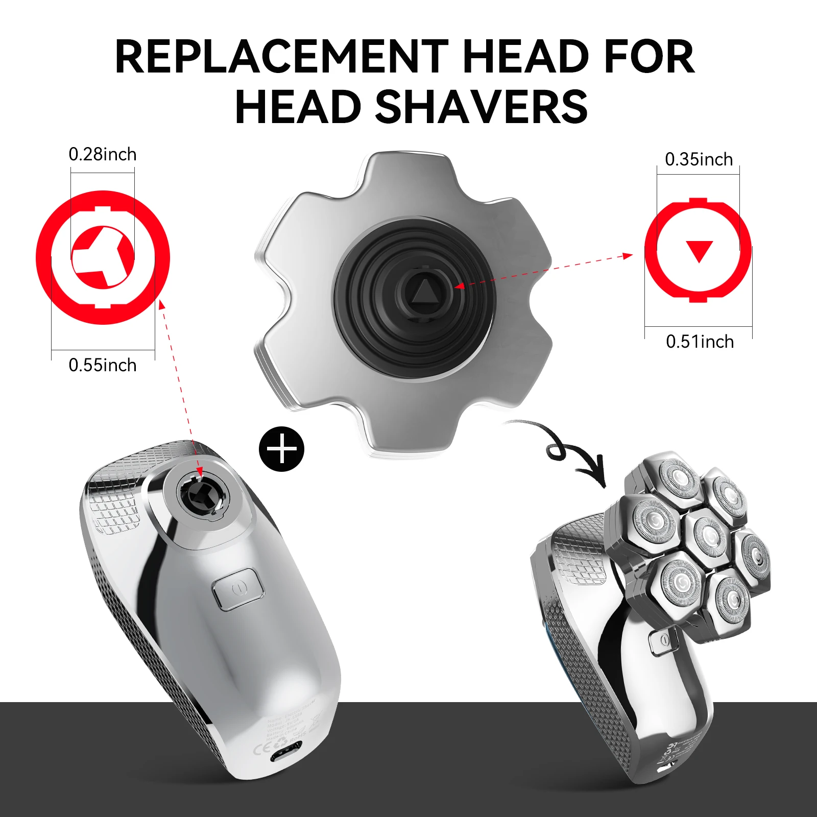 Kensen Razor Head Replacement For S18 5 in 1 Shaver Magntic Head Floating Washable 7D Shavers Beard Hair Trimmers Cutter Blades electric shaver,electric razor,shaver blade head