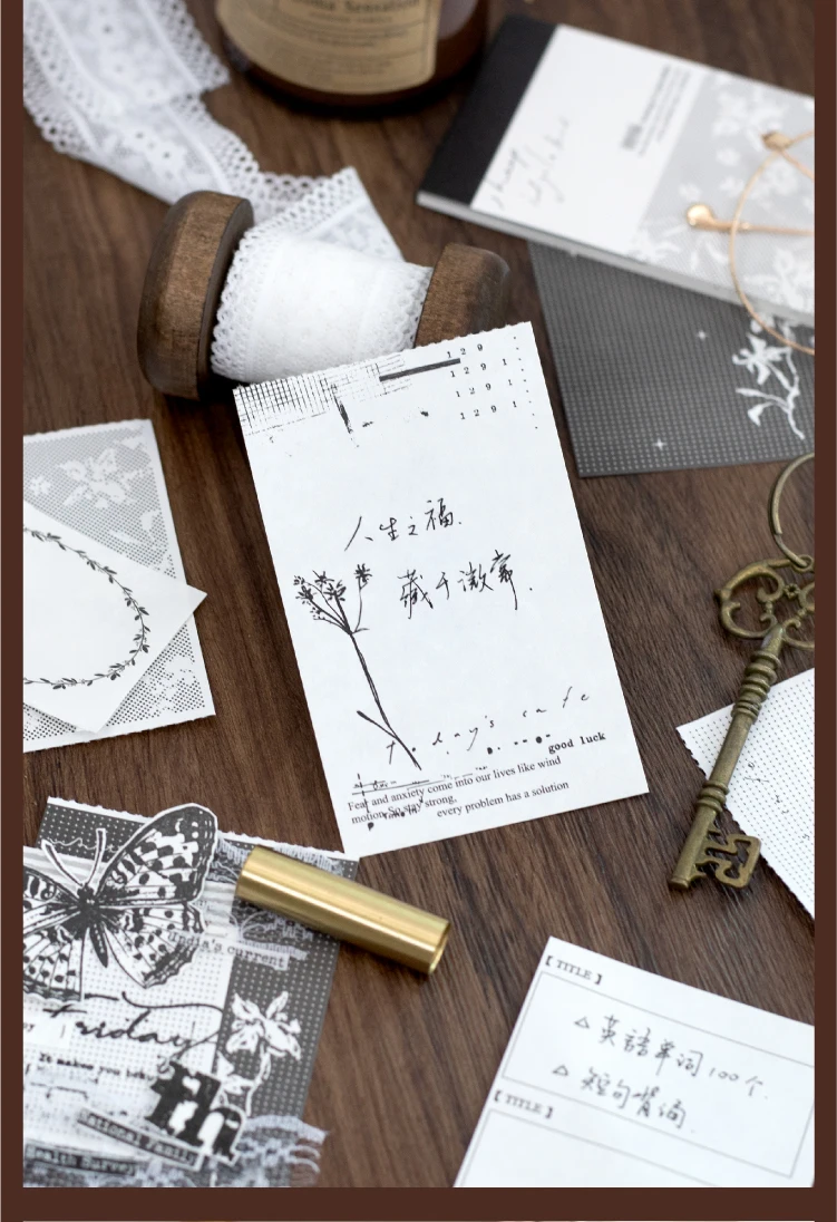 Journal GO 30 Blatt Vintage Notes Collection Notizblock, dekoratives Briefpapier, Scrapbooking, Tagebuch, Album, Etikett, Retro-Material, Papier – Detail 8