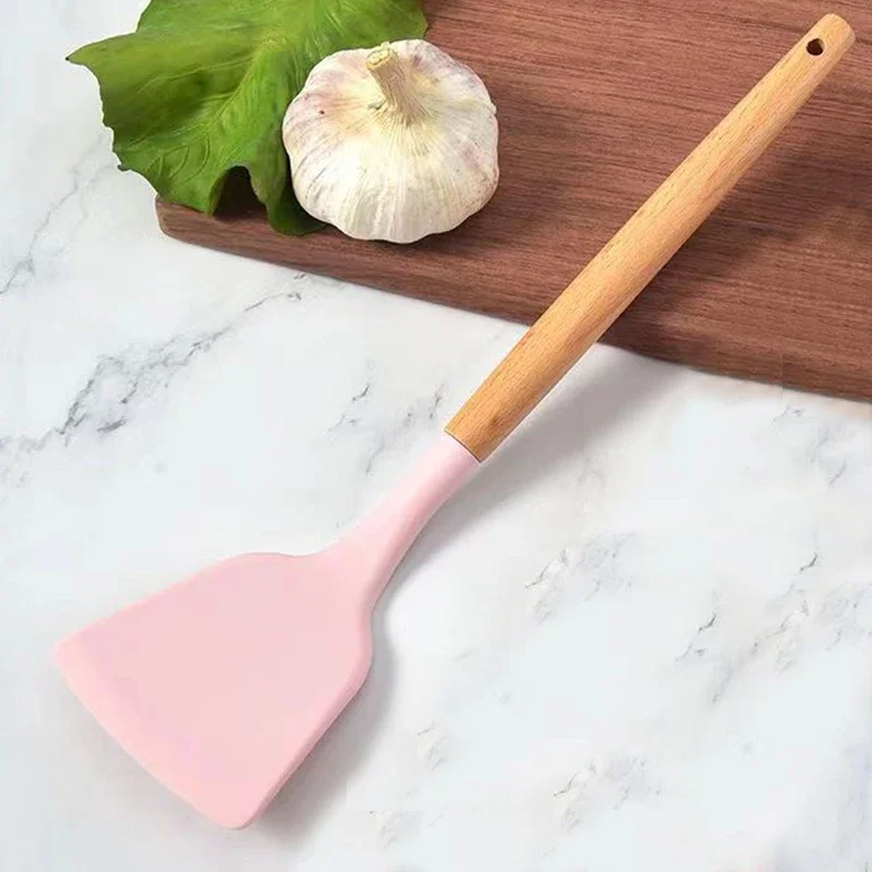 Silicone Kitchenware Cooking Utensils Spatula Turner Beef Meat Egg Kitchen Scraper Wide Pizza Shovel Non-stick Cooking Tool