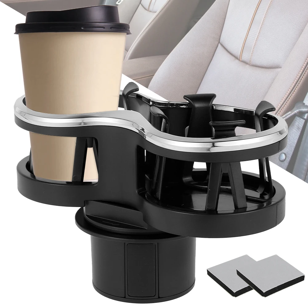 ABS Black Car Cup Holder 2 in 1 Double Hole Water Bottle Holder