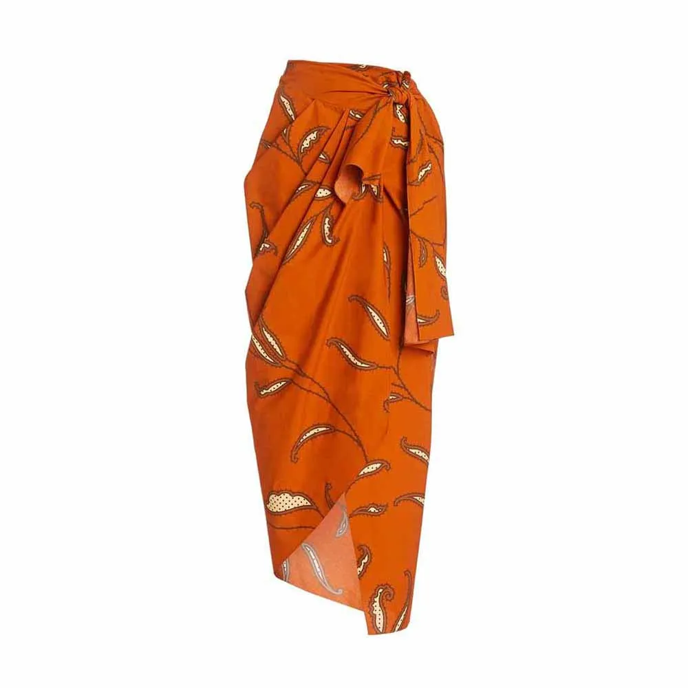 Ruffled Printed One-piece Swimsuit 2024 Women New Orange Deep V-neck Tie up Bikini Summer Seaside Fashion Beach Bathing Suit