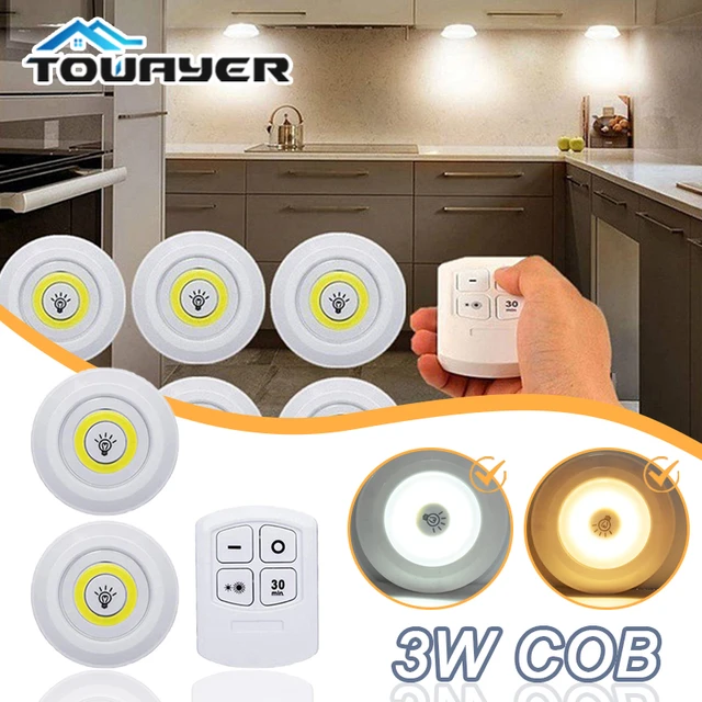 3W Cob Super lumineux sous-meuble lumière LED télécommande sans fil  Dimmable garde-robe lampe de nuit maison chambre placard cuisine -  AliExpress