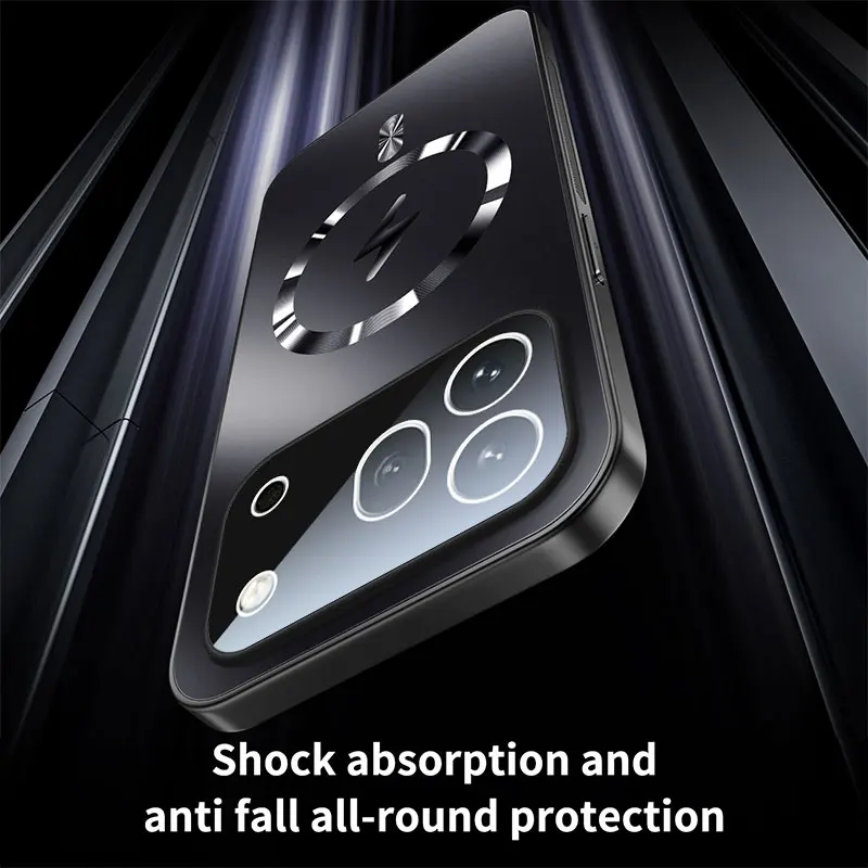 Enhanced Magnetic Wireless Charging Case with Shockproof AG Matte Glass Lens Protection