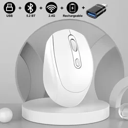 Rechargeable RGB Wireless Bluetooth - Enabled Optical Mouse with USB and Silent Click Technology (White with otg)