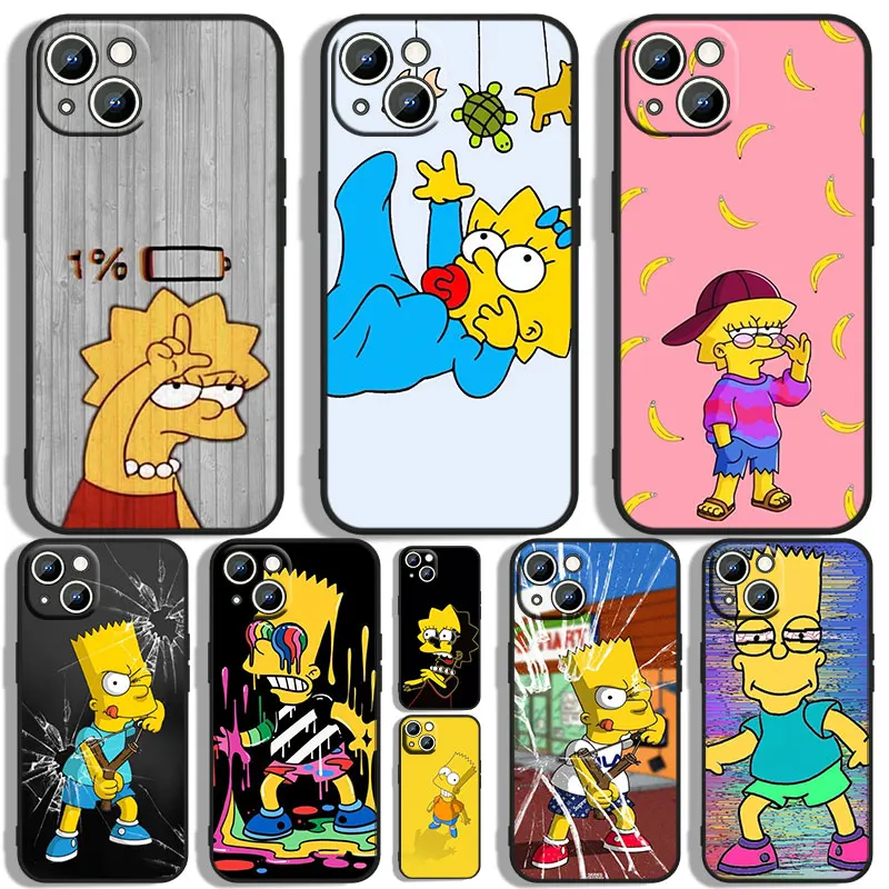 Nice Simpsons Animation Phone Case Per Apple Iphone 11 12 13 14 Max Mini 5 6 7 8 S Se X Xr Xs Pro Plus Black Funda Cover Soft