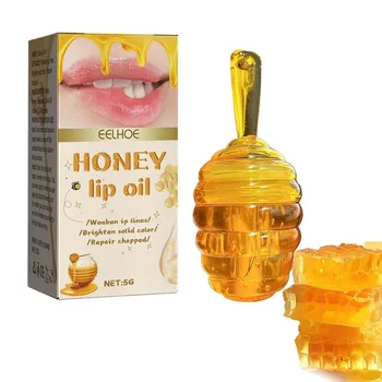 1/2PCS Moisturizing Honey Lip Oil Hydrating Overnight Honey Lip Balm Gloss Shiny Plump reduce lip lines With Vitamin E Lip Care 1