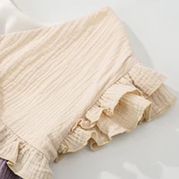 2024 Cotton and Hemp Girls summer retro short sleeved color blocked dress loose casual dress, 320006KLP 5