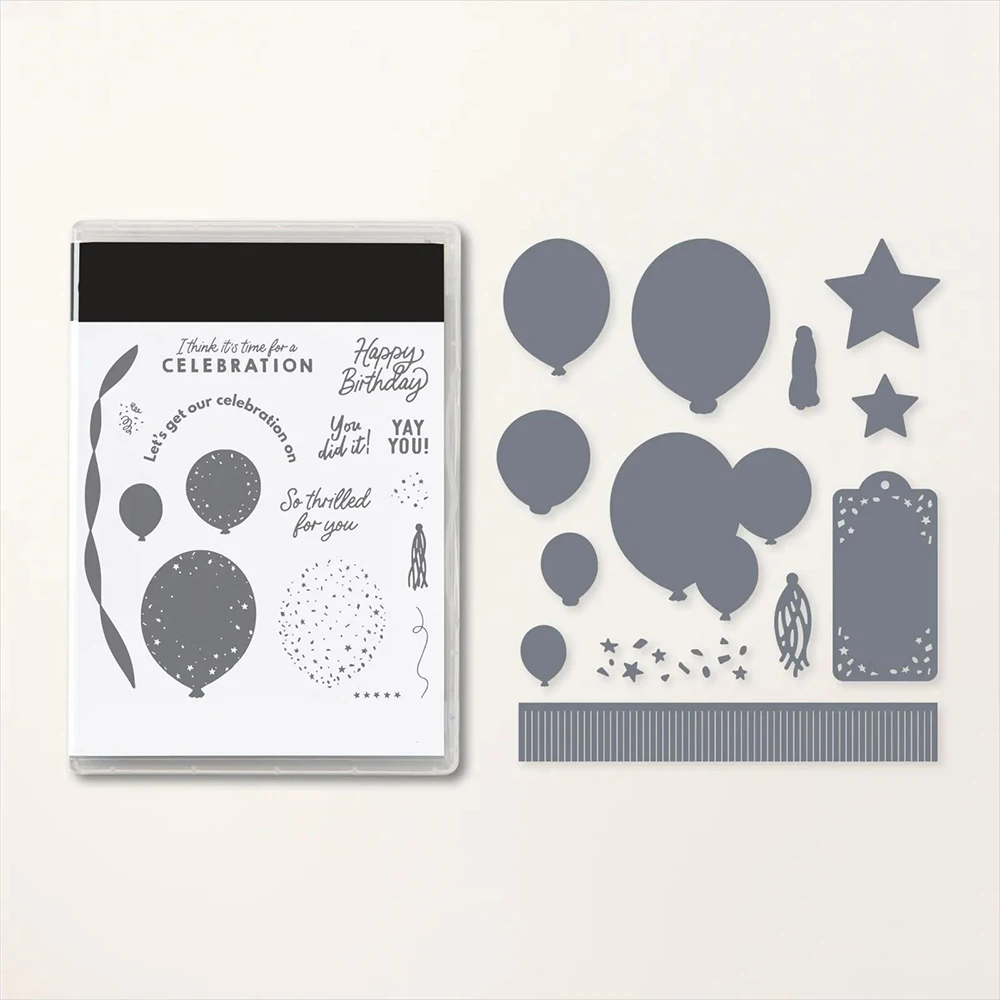 

New Arrival Balloon Metal Cutting Dies Sets and Clear Stamps for DIY Scrapbooking Card Crafts Making Photo Album Decor