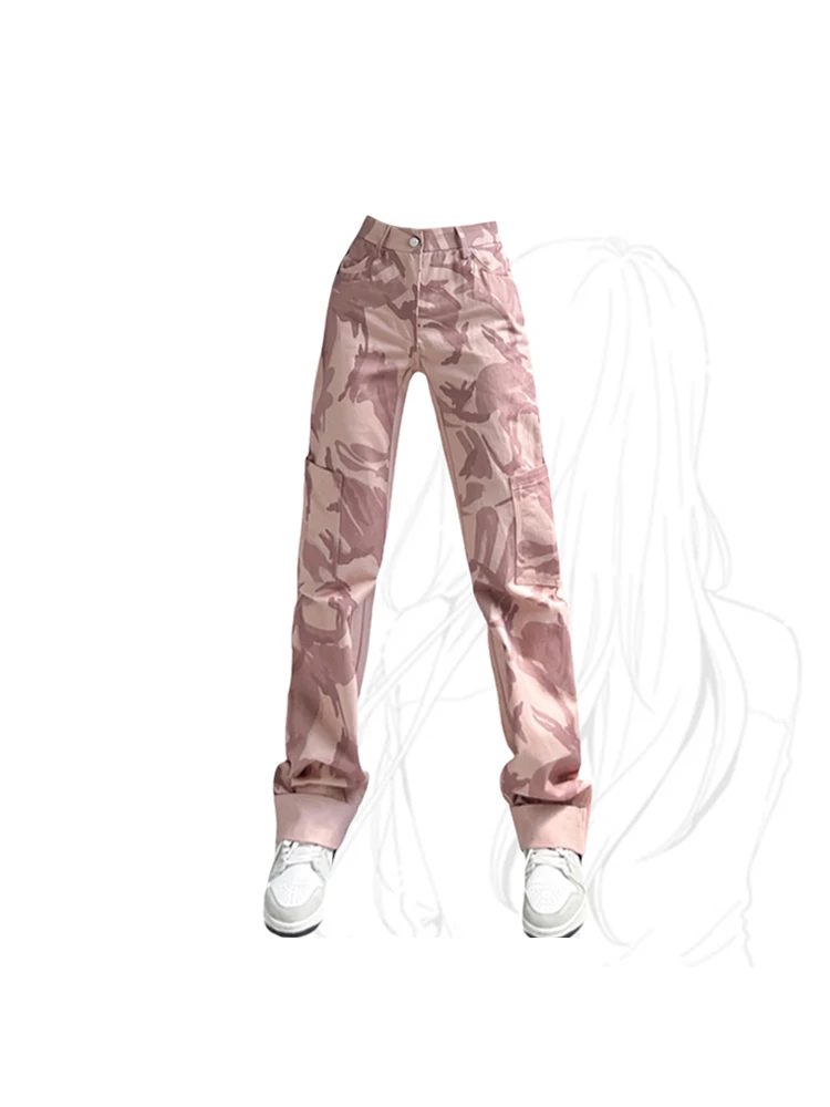 

Women's Pink Cargo Pants Summer New Baggy Fashion Oversize Y2k Camouflage Pants Trousers Female Hip Hop Joggers Streetwear 2023