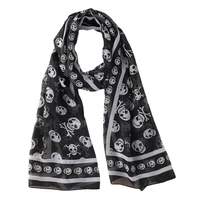 Chiffon Skull Scarf 160*50CM Geometric Printing Pattern Fashion Street Style Holiday Beach Spring Autumn Decorative Shawls New 1