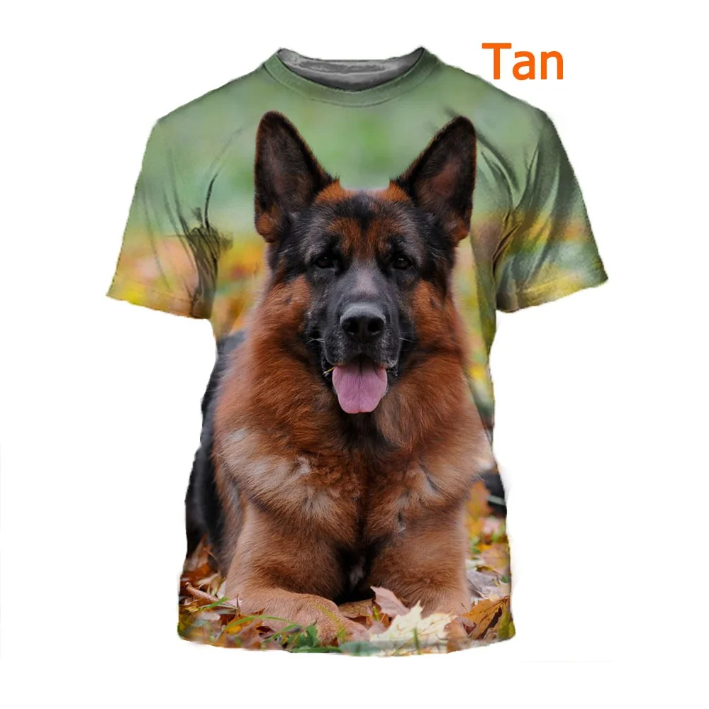 

New Summer German Shepherd Hound Dog 3D Printed T-shirt Funny O-Neck Short Sleeve
