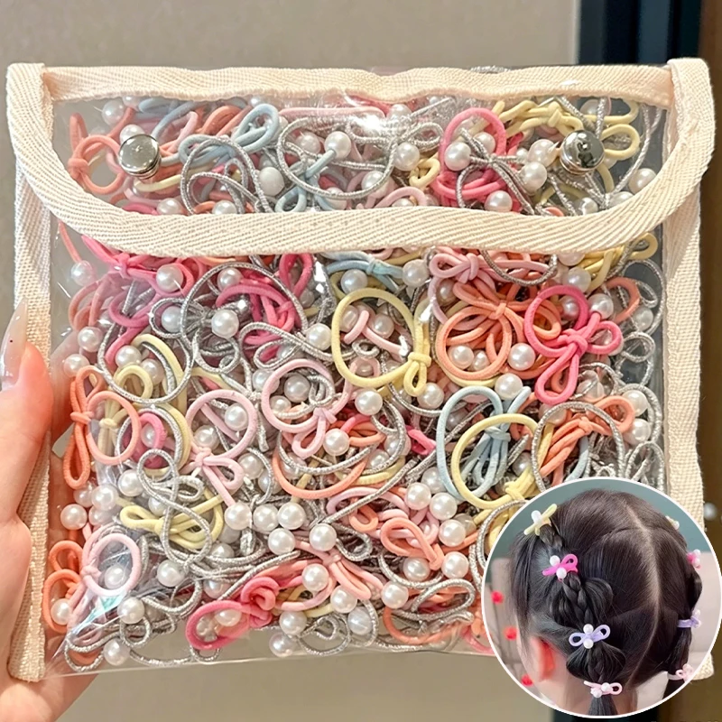 10-20pcs 어린이 다채로운 진주 머리 끈 소녀를위한 귀여운 땋은 머리 끈 높은..