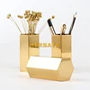 Gold Hexagonal Pen Holder – Stainless Steel Desktop Organizer, Multifunction Pencil Cup for Office & Home Storage 3